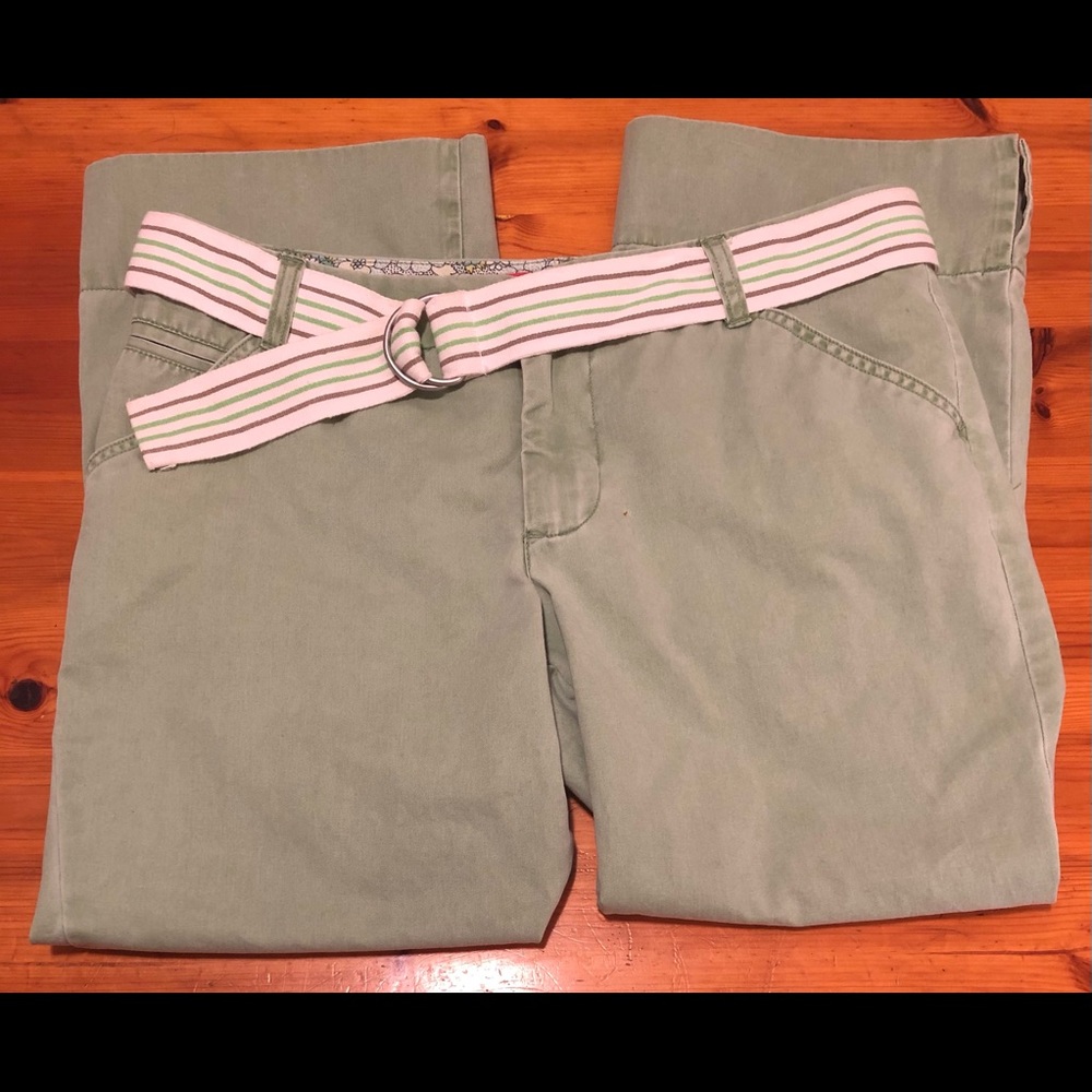 Green Mossimo Capri Pants with Striped Belt